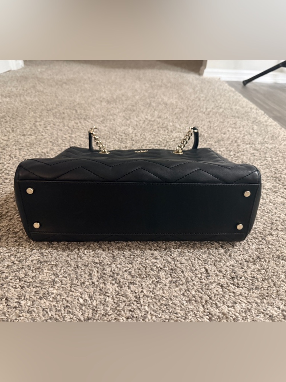 kate spade Black Quilted Chevron Tote with Gold Hardware - Picture 5 of 9